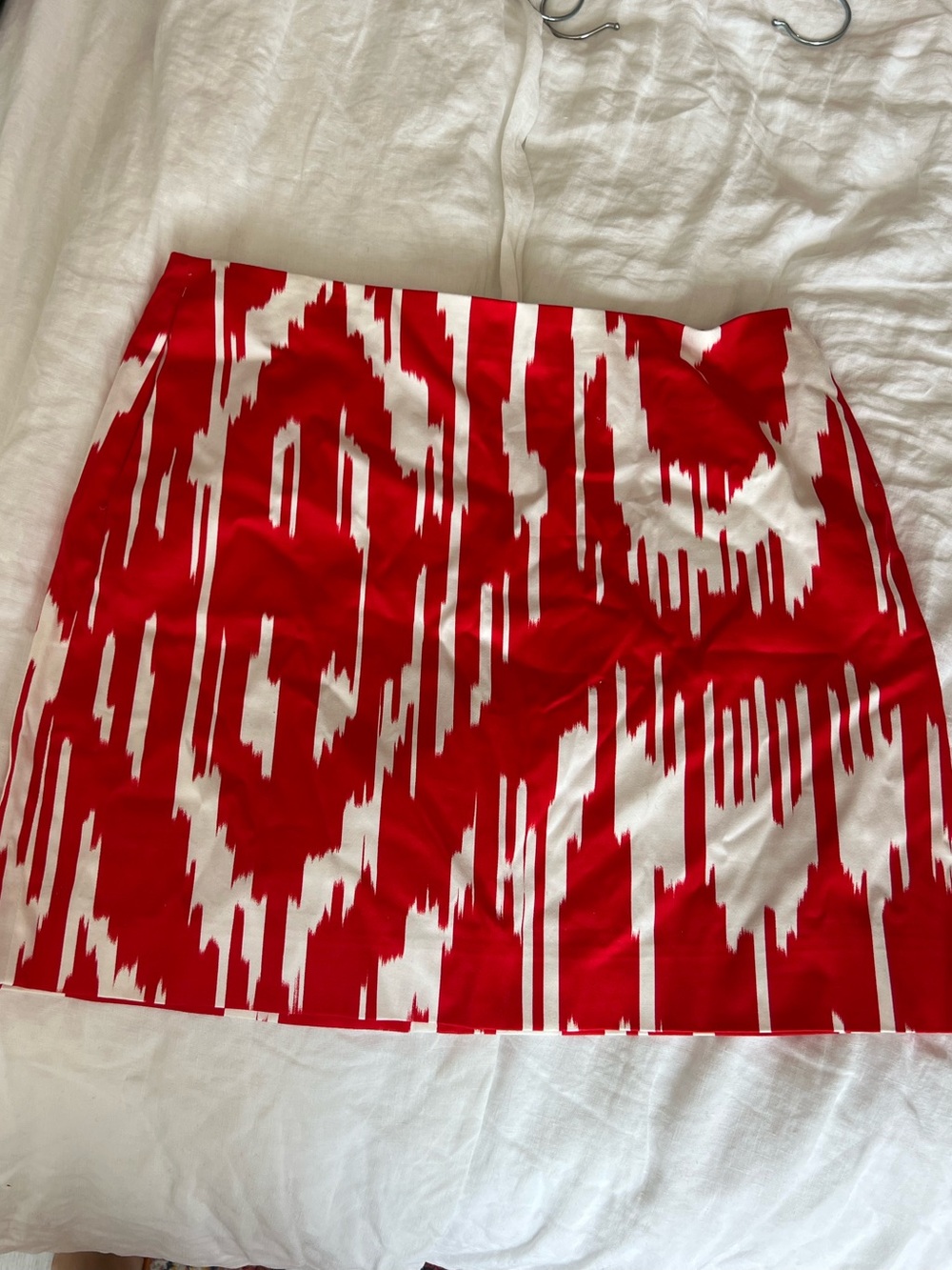 J. Crew Red and White Ikat Mini Skirt